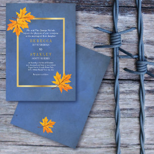 Invitation Feuilles d'érable orange sur mariage de papier col