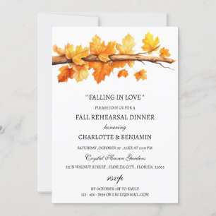 Invitation Feuilles d'érable tombent Dîner de répétition sur