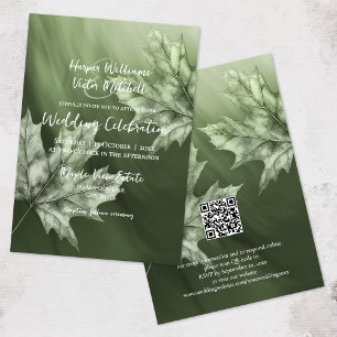 Invitation feuilles d'érable vert mousse foncé accent tout en