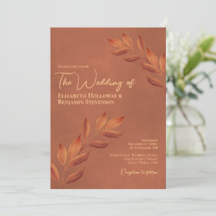 Invitation Feuilles désireux Élégant chic Mariage en terre cu