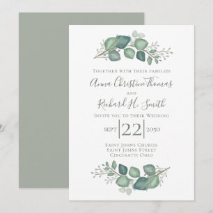 Invitation Feuilles d'eucalyptus Élégante verdure Feuillage
