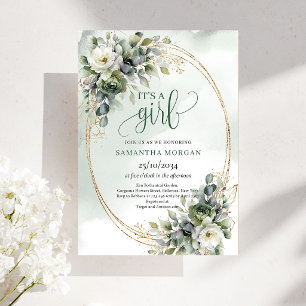 Invitation Feuilles d'eucalyptus vert poussiéreux C'est une f