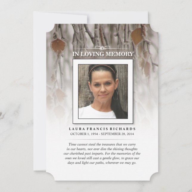 Invitation Feuilles d'hiver - Mémorial et peut-être Poem Merc (Devant)