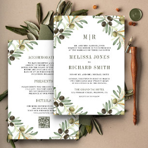 Invitation Feuilles d'olive en un code QR Mariage officiel