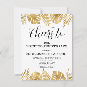 Invitation Feuilles d'or 10e anniversaire de mariage