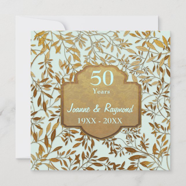 Invitation Feuilles d'Or 50e Anniversaire de Mariage (Devant)