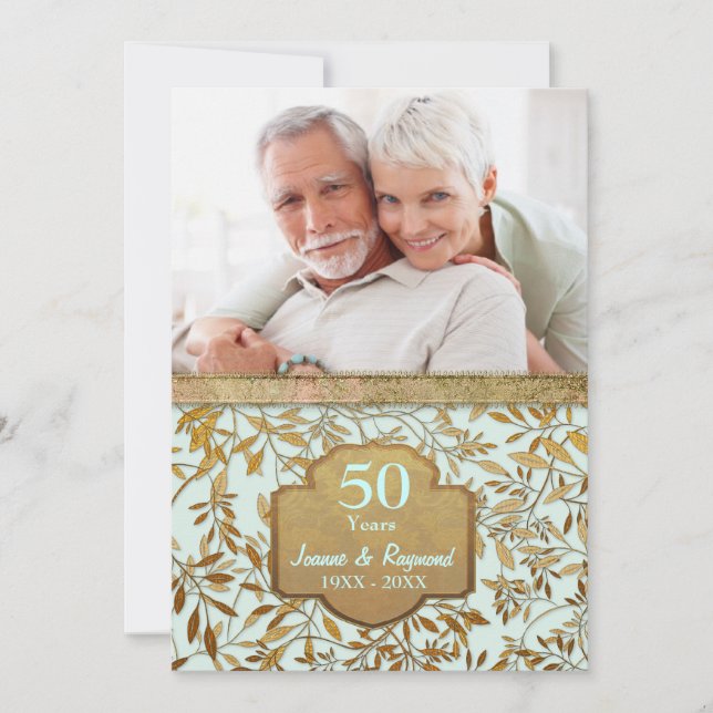 Invitation Feuilles d'Or 50e Anniversaire de Mariage (Devant)