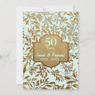 Invitation Feuilles d'or 50e anniversaire Mariage