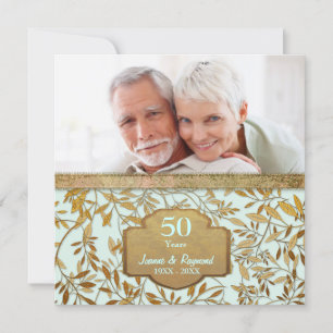 Invitation Feuilles d'or 50e anniversaire Mariage