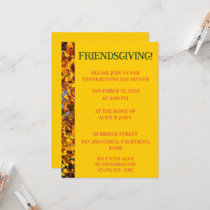 Invitation Feuilles d'or brillant Thanksgiving Friends