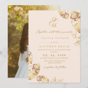 Invitation Feuilles d'or d'automne Mariage botanique