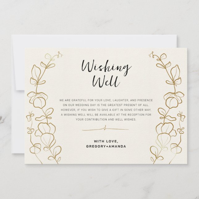 Invitation Feuilles d'or peint à la main bien d'aimer (Devant)