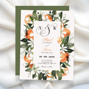 Invitation Feuilles d'orange botaniques aquarelle mariage
