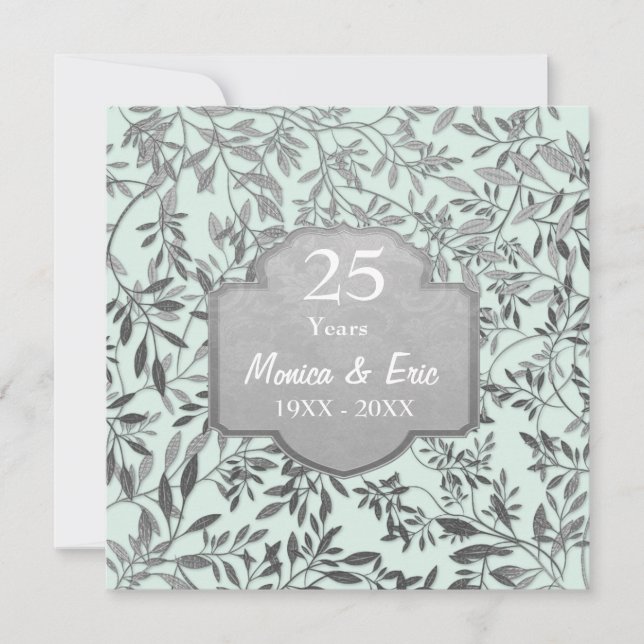 Invitation Feuilles du 25e anniversaire de Mariage d'argent (Devant)