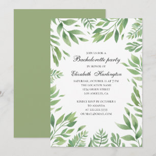 Invitation Feuilles du jardin botanique. Bachelorte d'été