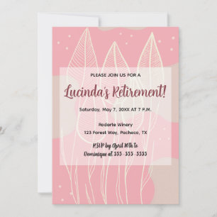 Invitation Feuilles édifiables et fond rose poussiéreux