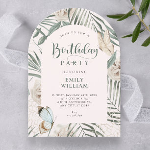 Invitation Feuilles florales anniversaire