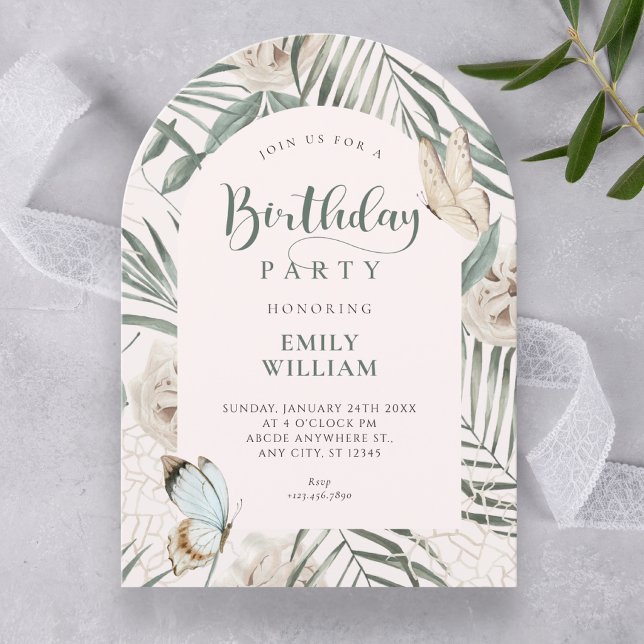 Invitation Feuilles florales anniversaire (Créateur téléchargé)