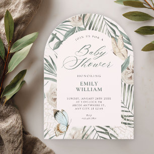 Invitation Feuilles florales baby shower