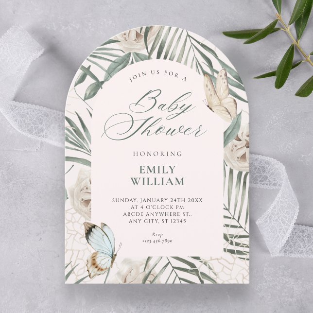 Invitation Feuilles florales douche de mariée (Créateur téléchargé)