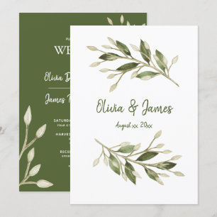 Invitation Feuilles forestiers, Verdure, Mariage