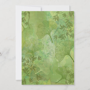 Invitation Feuilles Ginkgo et Bambou - Couleurs vertes - Natu