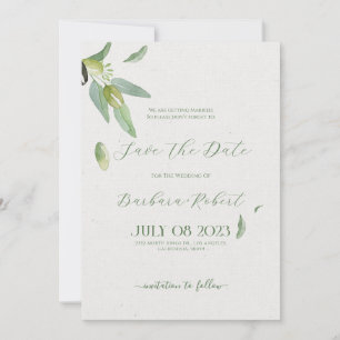 Invitation Feuilles Olive Toscane Chic-Sauver La Date