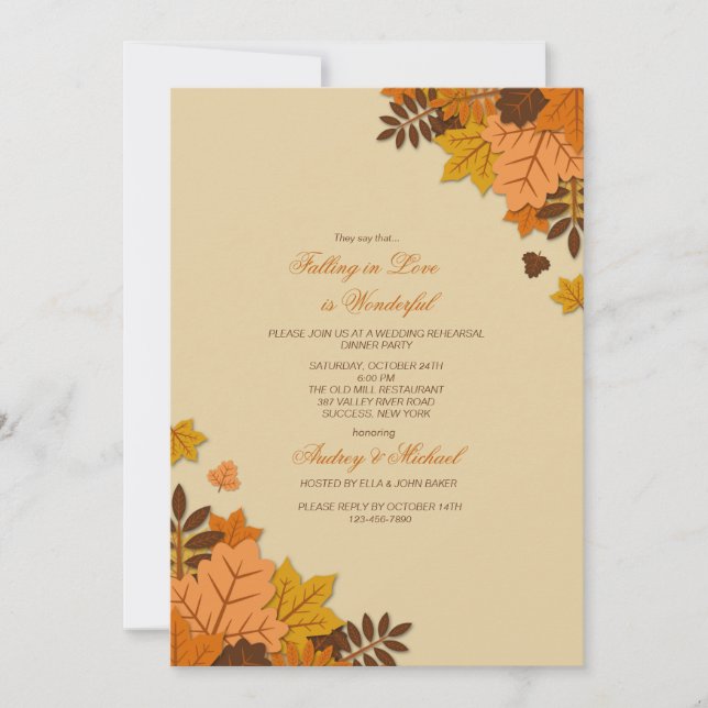 Invitation Feuilles Plates d'Automne (Devant)