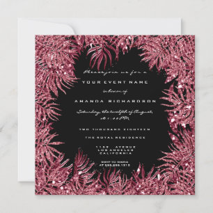 Invitation Feuilles Red Bean Fern Cadre Métallurique Noir Ros