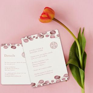 Invitation Feuilles rose pâle double bonheur Mariage chinois