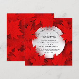 Invitation Feuilles rouges d'amitié   Thanksgiving