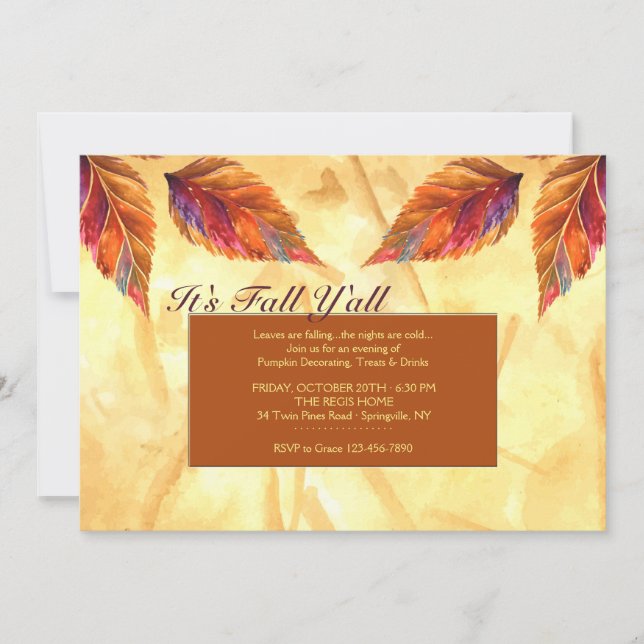 Invitation Feuilles Rustiques (Devant)
