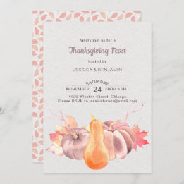 Invitation Feuilles Rustiques D'Automne Et Fête Citrouille De