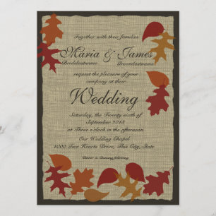 Invitation Feuilles rustiques et Mariage Burlap