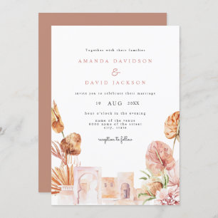 Invitation Feuilles secs modernes Mariage du Boho occidental 