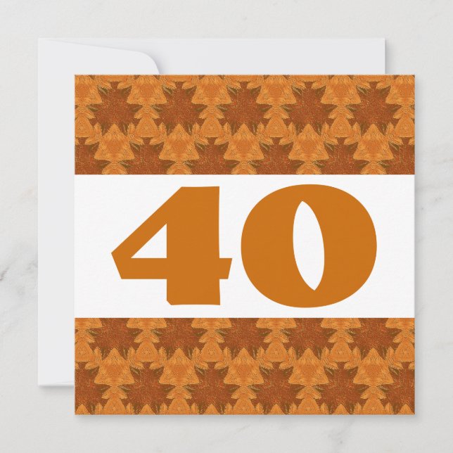 Invitation Feuilles stylisés en or du 40e anniversaire W917 (Devant)