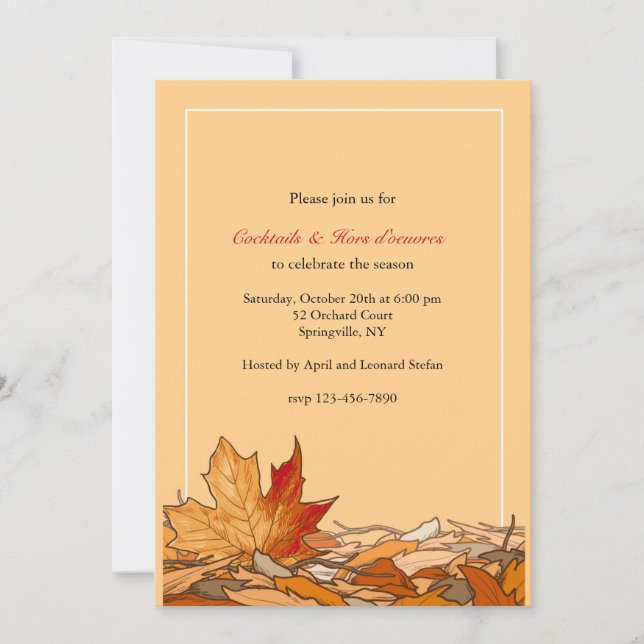 Invitation Feuilles tombés de l'Invitation d'automne (Devant)