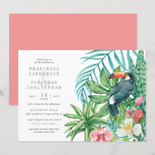 Invitation Feuilles Toucan & Tropical   Mariage d'été