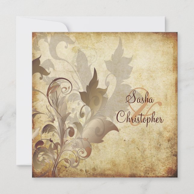 Invitation feuilles/tourbillons/Invitations vintages (Devant)