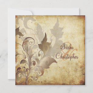 Invitation feuilles/tourbillons/Invitations vintages