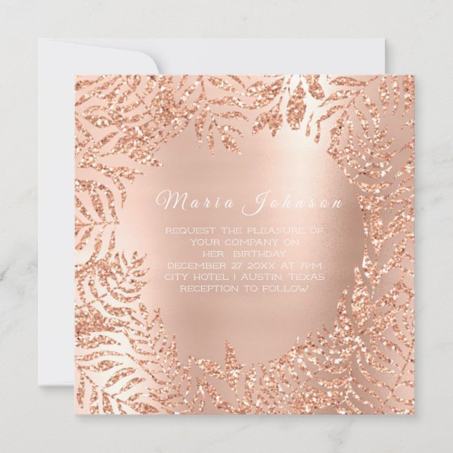 Invitation Feuilles tropicales Palm Garden Blush Rose Cuivre (Devant)