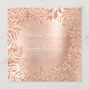 Invitation Feuilles tropicales Palm Garden Blush Rose Cuivre
