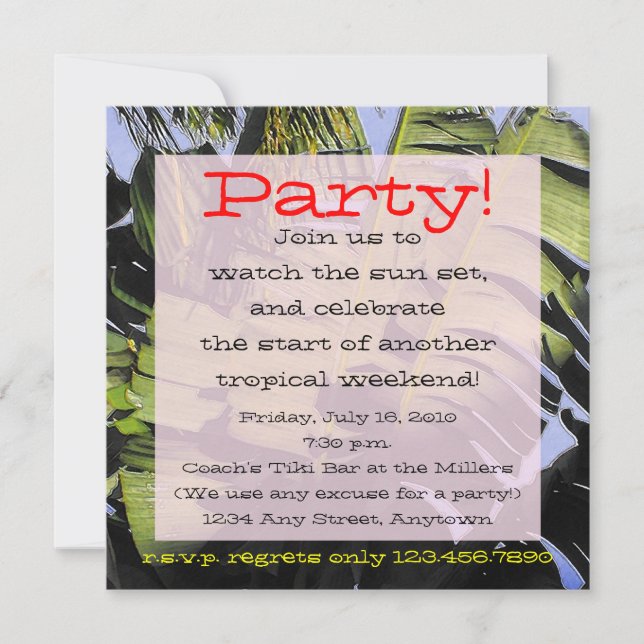 Invitation Feuilles tropicaux (Devant)
