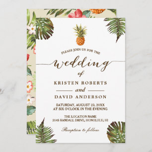 Invitation Feuilles tropicaux Ananas Mariage Hawaiian Luau
