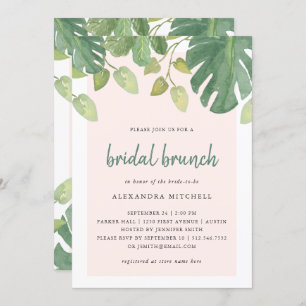 Invitation Feuilles tropicaux  Brunch nuptial blanc et vert