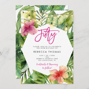 Invitation Feuilles tropicaux cinquante anniversaire invitati