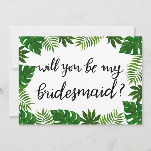 Invitation Feuilles tropicaux | MARIAGE | Bridesmaid (Devant)