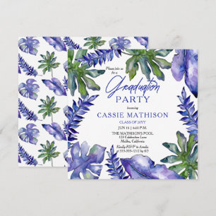 Invitation Feuilles tropicaux pourpres   Green Graduation Par