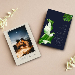 Invitation Feuilles tropicaux sauvages et Mariage chic modern