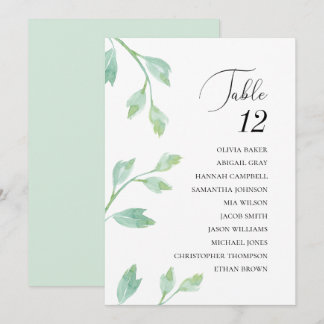 Invitation Feuilles turquoise élégantes.Tableaux de placement